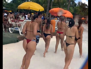 Sexual nubile nymphs with tastey arse in the waterpark.